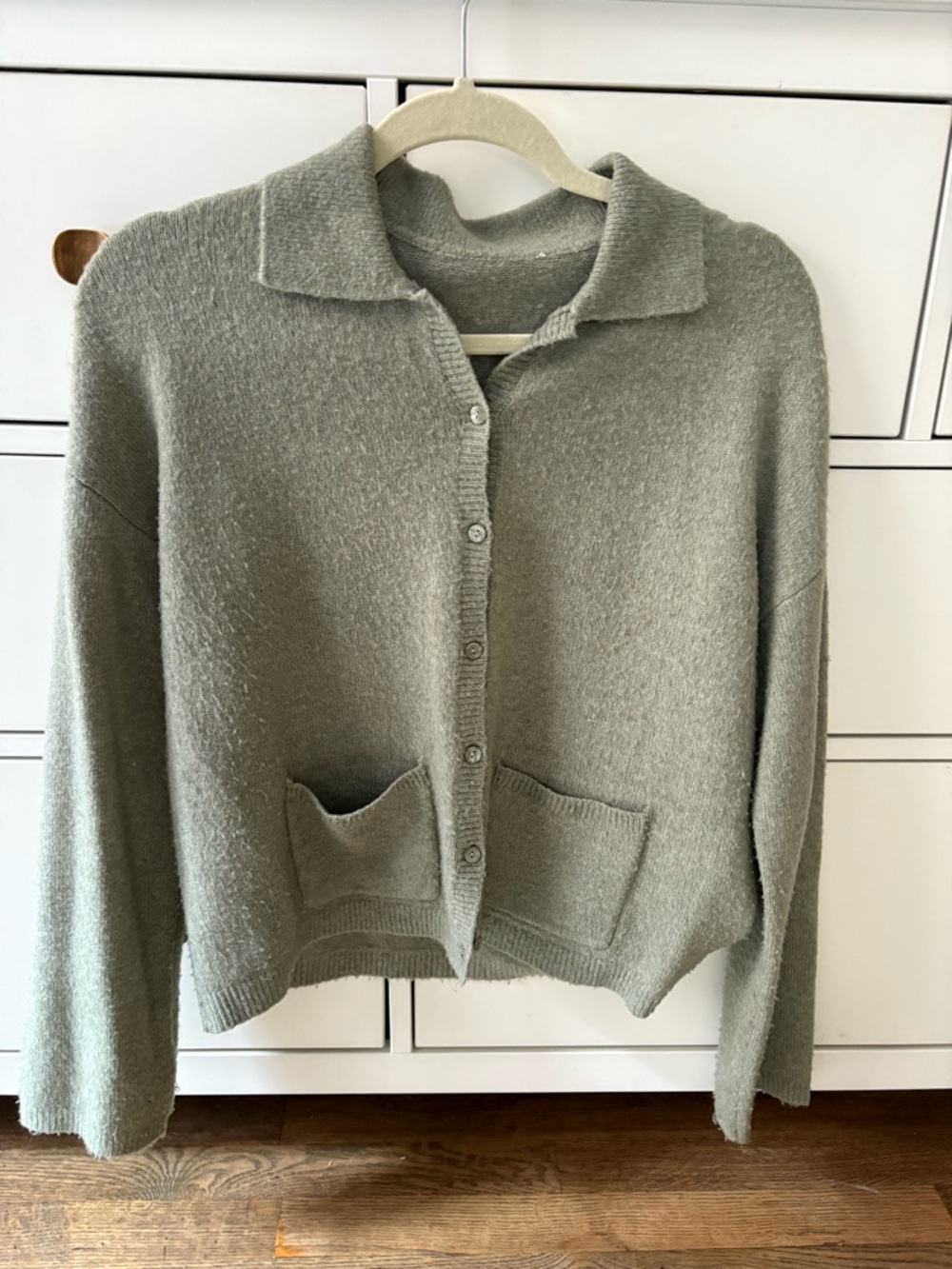 Abercrombie & Fitch Collared Button Cardigan - Sage